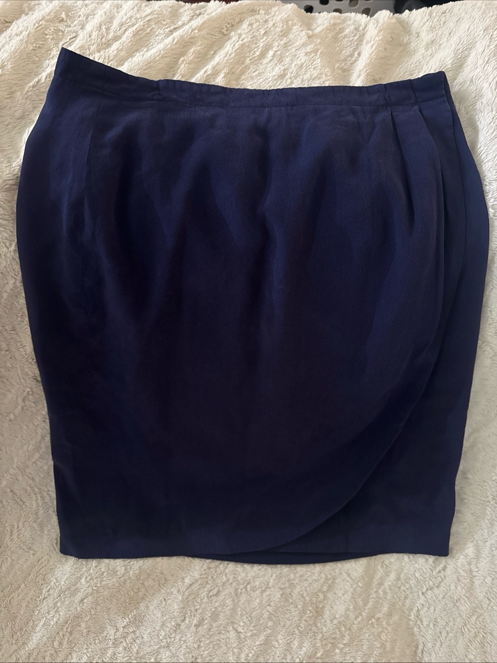 Vintage Ann May Silk Tailored Navy Pencil Skirt - Women's